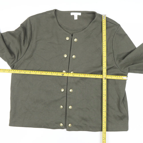 H&M Women's Green Crew Neck Button Cardigan XL Long Sleeve Knit