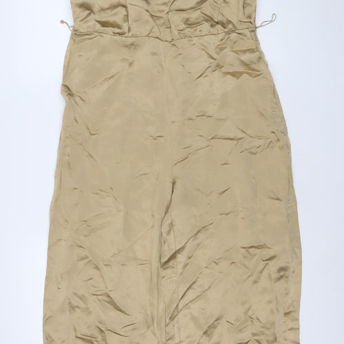 Autograph Women’s Beige Sleeveless Wide-Leg Jumpsuit Size 12
