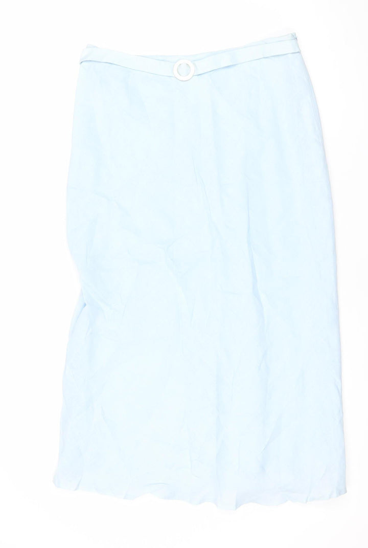 Kaliko Women’s Blue Linen Pencil Skirt Size 12 Knee Length Workwear