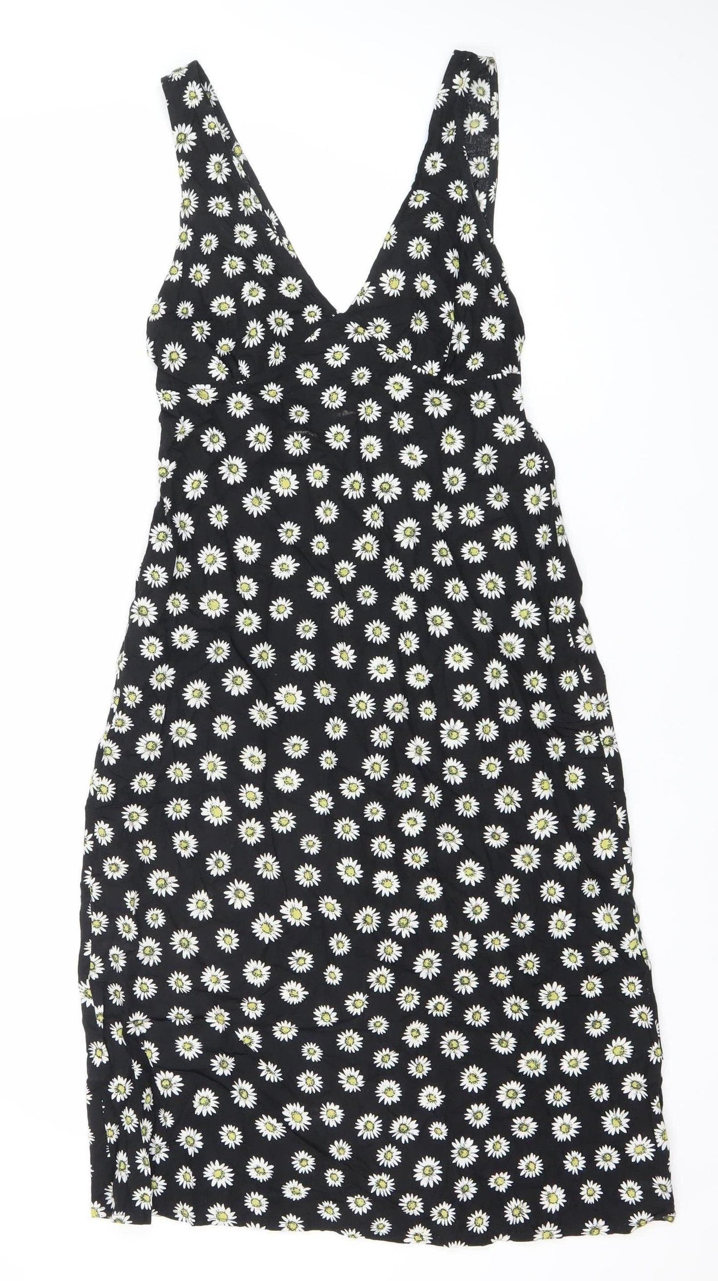 Motel Womens Black Floral Daisy Mini Slip Dress Size S