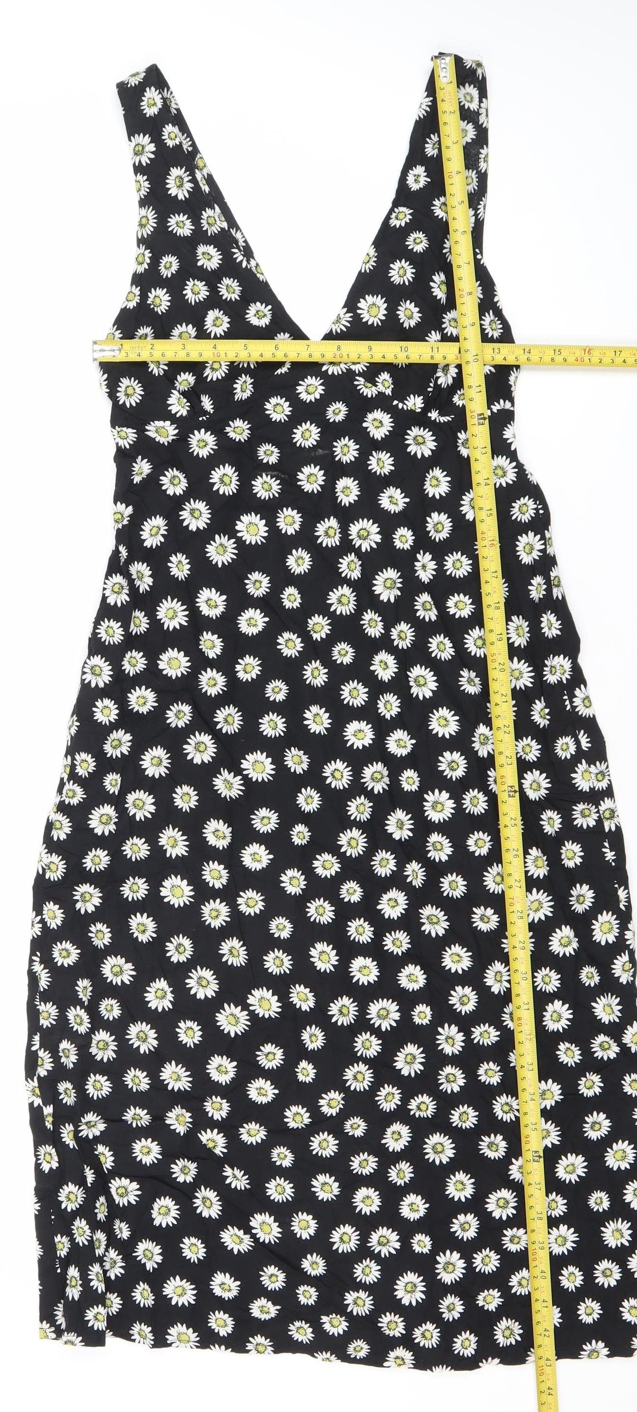 Motel Womens Black Floral Daisy Mini Slip Dress Size S