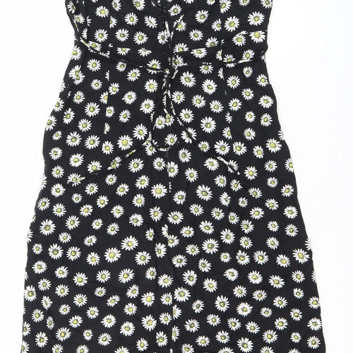 Motel Womens Black Floral Daisy Mini Slip Dress Size S