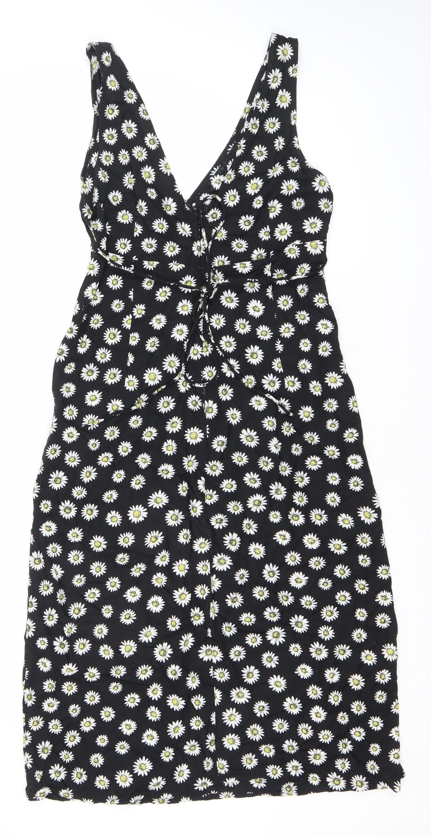 Motel Womens Black Floral Daisy Mini Slip Dress Size S