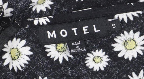 Motel Womens Black Floral Daisy Mini Slip Dress Size S