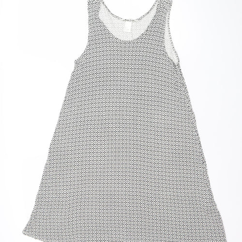 H&M Women Black Geometric Swing Dress Size S Sleeveless Viscose