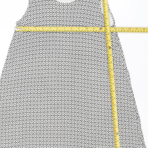 H&M Women Black Geometric Swing Dress Size S Sleeveless Viscose