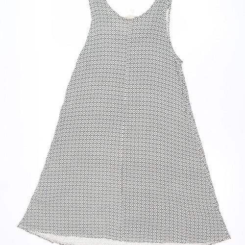 H&M Women Black Geometric Swing Dress Size S Sleeveless Viscose