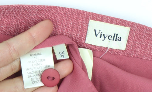 Viyella Women Pink Size 12 A-Line Knee Length Lined Skirt