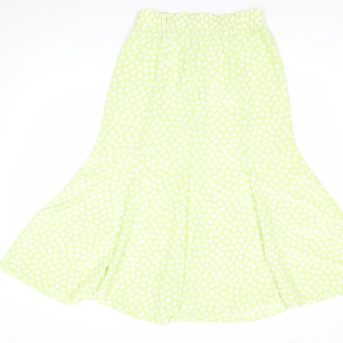 Jacques Vert Women’s Green Polka Dot Midi Flare Skirt Size 12