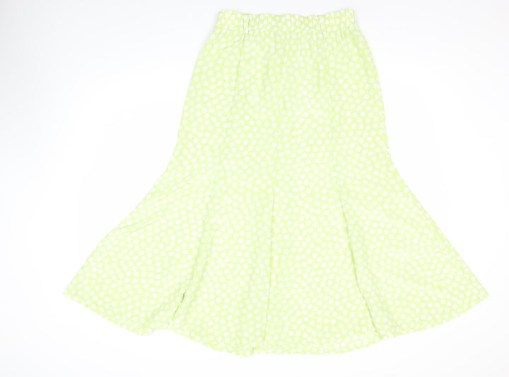 Jacques Vert Women’s Green Polka Dot Midi Flare Skirt Size 12