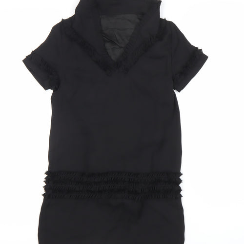 DSQUARED2 Girls Black Shift Dress 8Y Ruffle Detail Party Formal Outfit