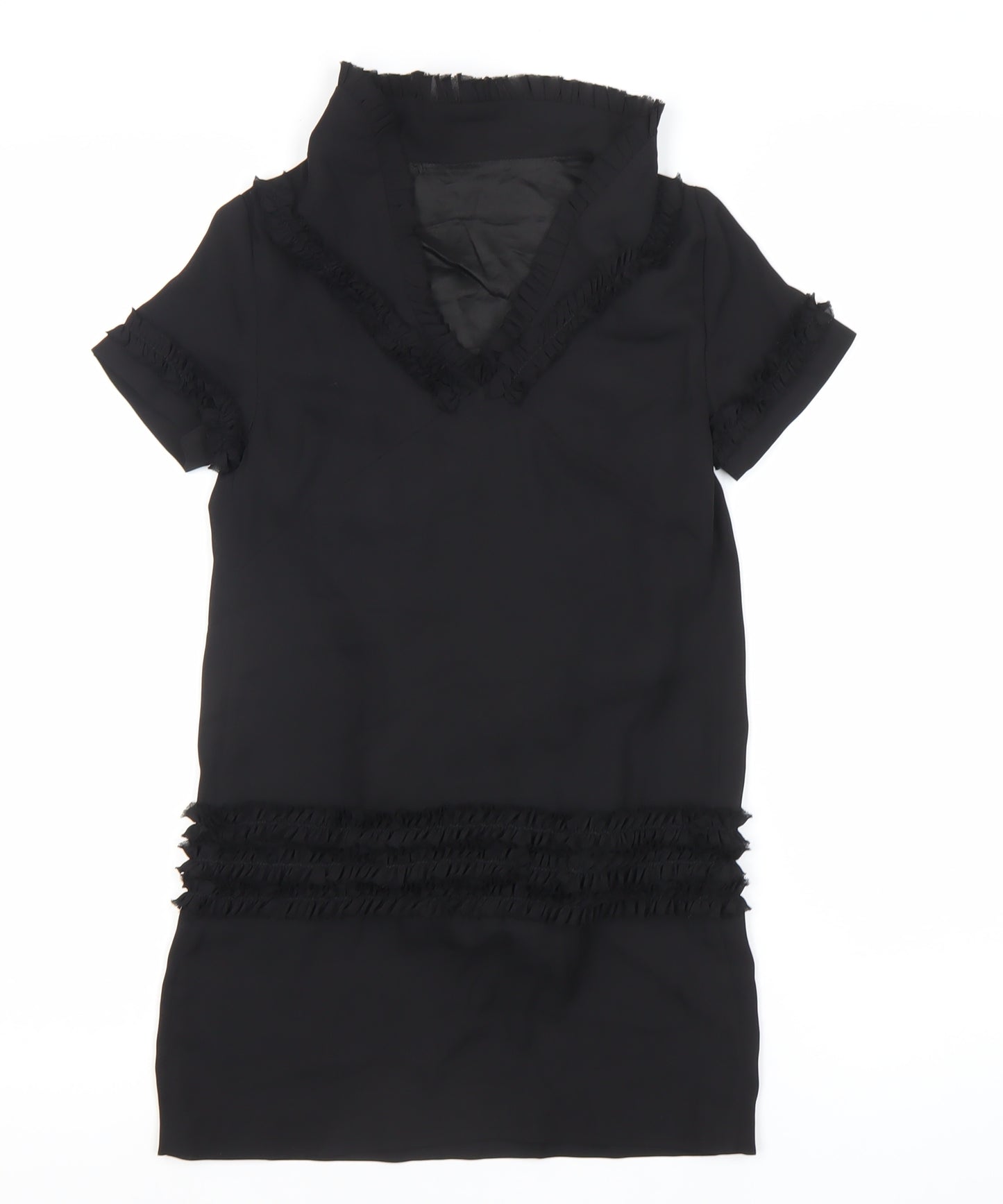 DSQUARED2 Girls Black Shift Dress 8Y Ruffle Detail Party Formal Outfit