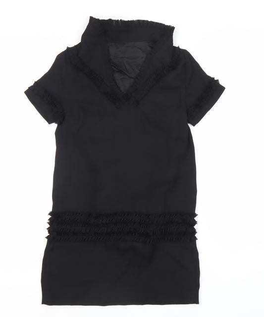 DSQUARED2 Girls Black Shift Dress 8Y Ruffle Detail Party Formal Outfit