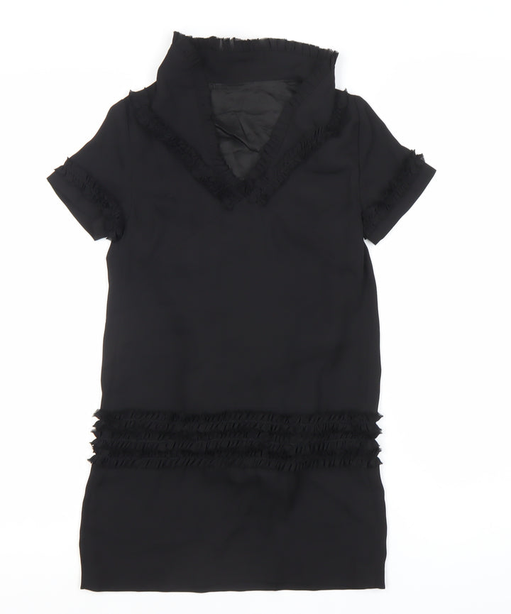 DSQUARED2 Girls Black Shift Dress 8Y Ruffle Detail Party Formal Outfit