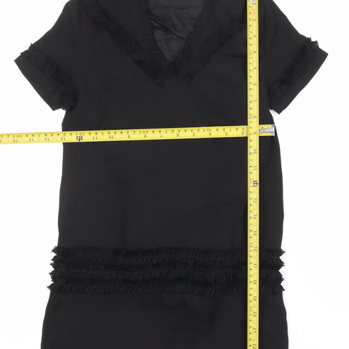 DSQUARED2 Girls Black Shift Dress 8Y Ruffle Detail Party Formal Outfit
