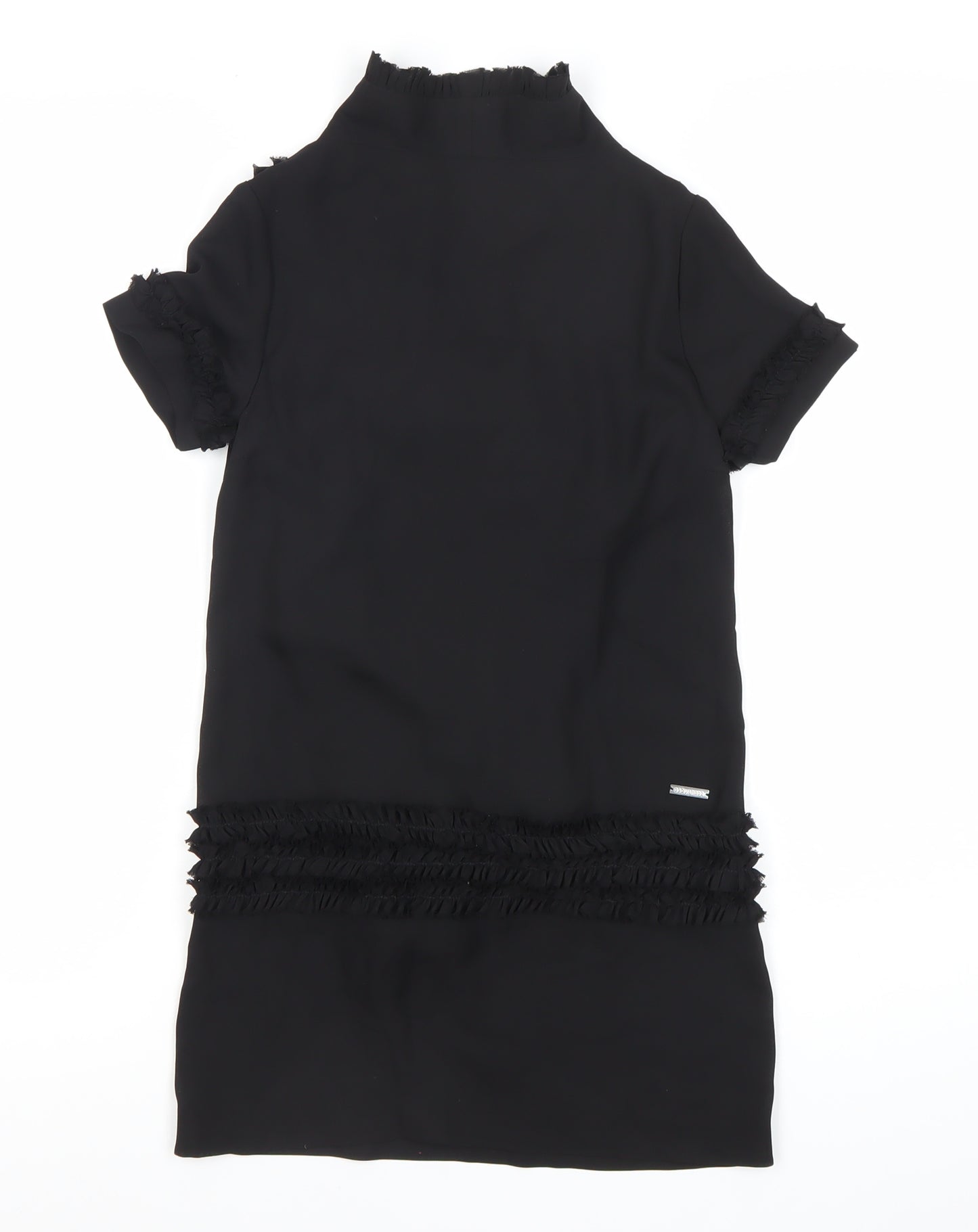 DSQUARED2 Girls Black Shift Dress 8Y Ruffle Detail Party Formal Outfit