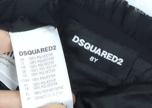 DSQUARED2 Girls Black Shift Dress 8Y Ruffle Detail Party Formal Outfit