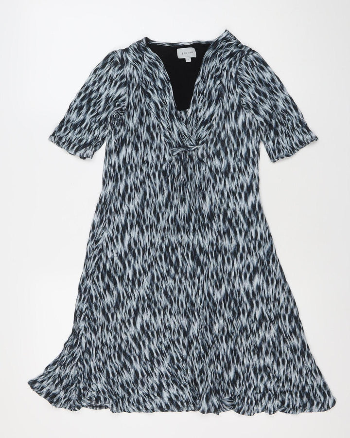 Jigsaw Women’s Black White Viscose Shift Dress S Knee Length