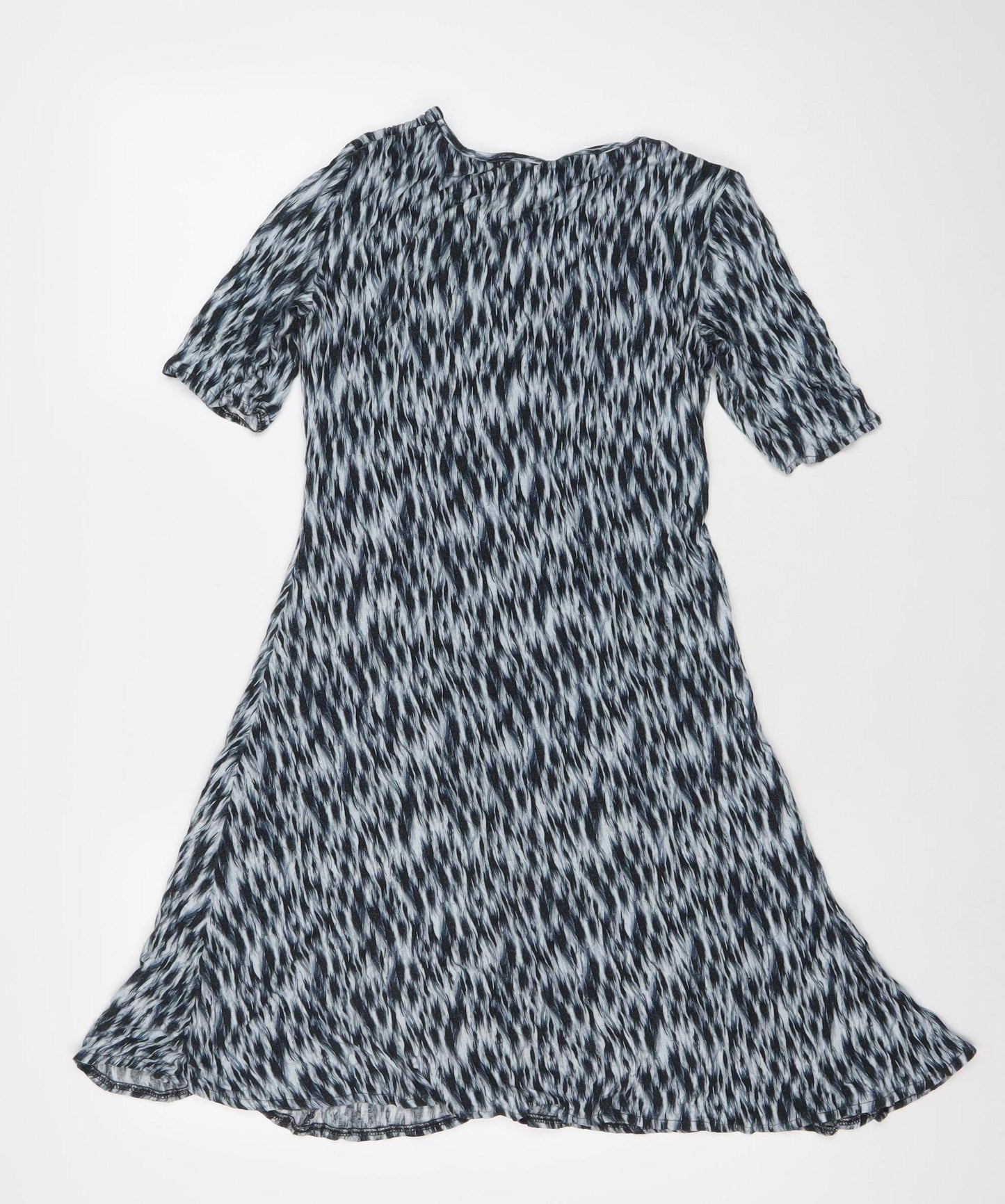 Jigsaw Women’s Black White Viscose Shift Dress S Knee Length