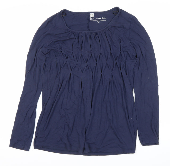 bpc Selection Women’s Blue Long Sleeve Scoop Neck Tunic Blouse Size 12