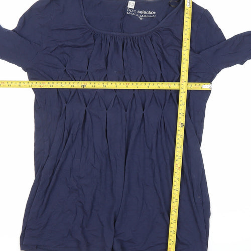 bpc Selection Women’s Blue Long Sleeve Scoop Neck Tunic Blouse Size 12