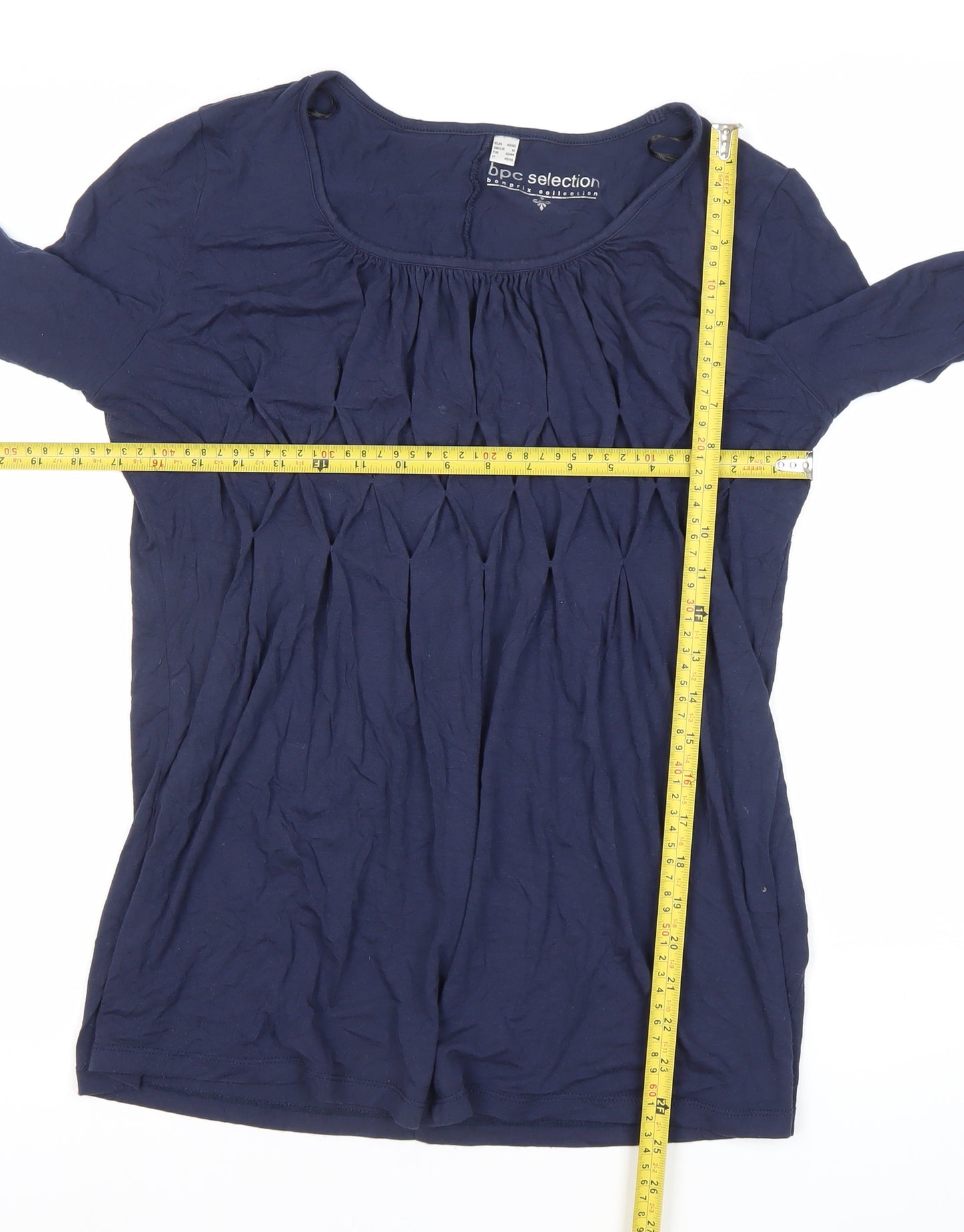 bpc Selection Women’s Blue Long Sleeve Scoop Neck Tunic Blouse Size 12