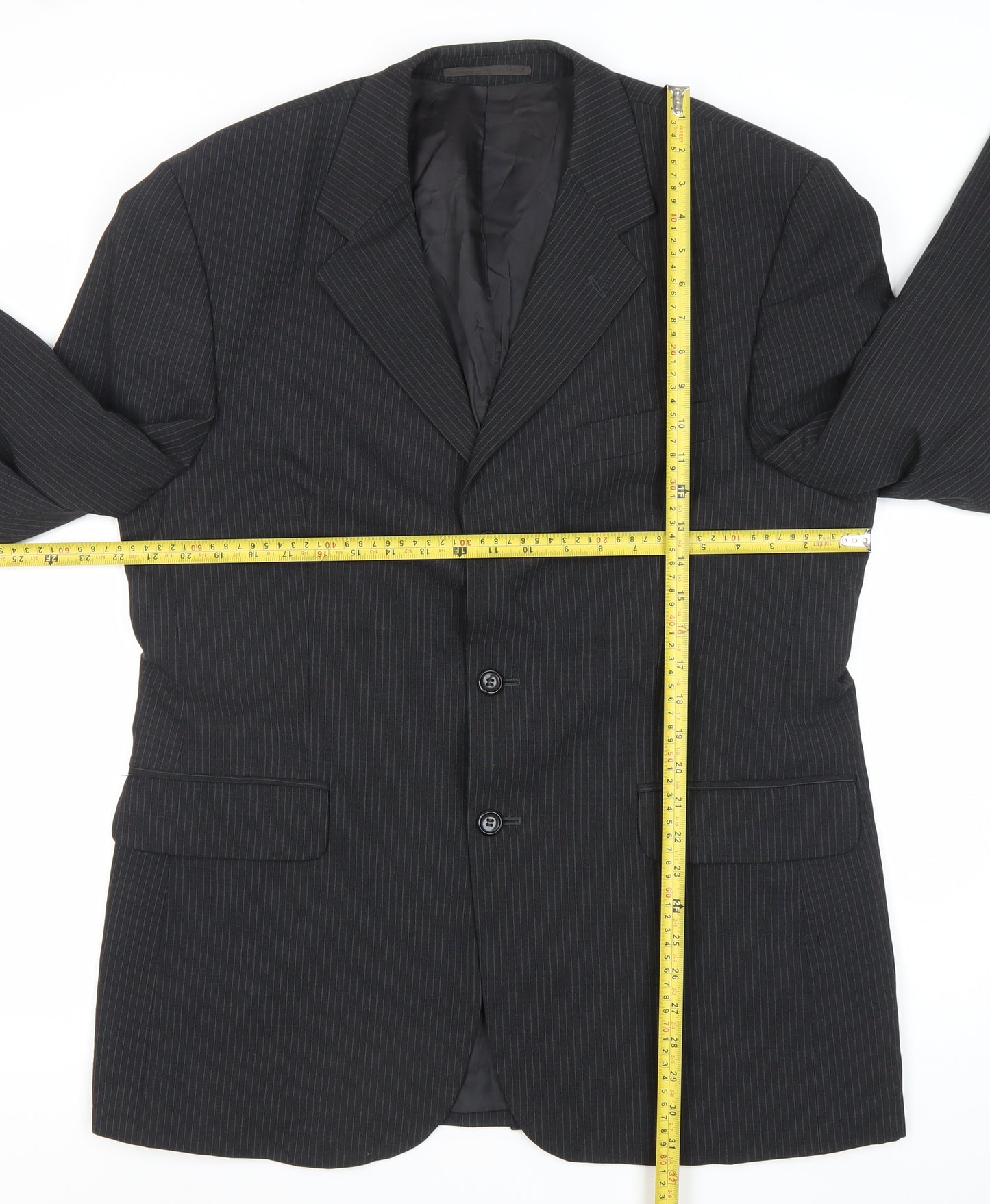 Burton Menswear Black Pinstripe Men’s 42 Blazer Jacket Classic Formal