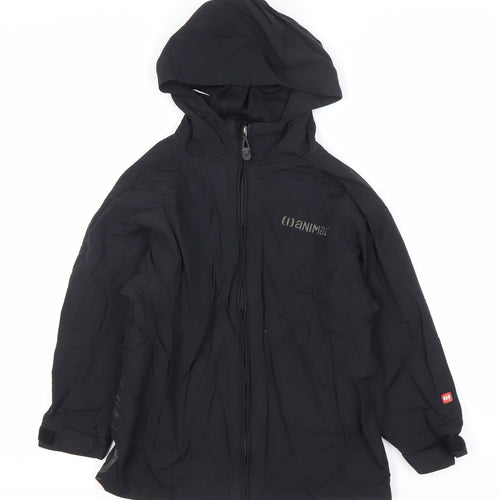 Animal Boys Black XS Waterproof Hooded Rain Jacket Coat