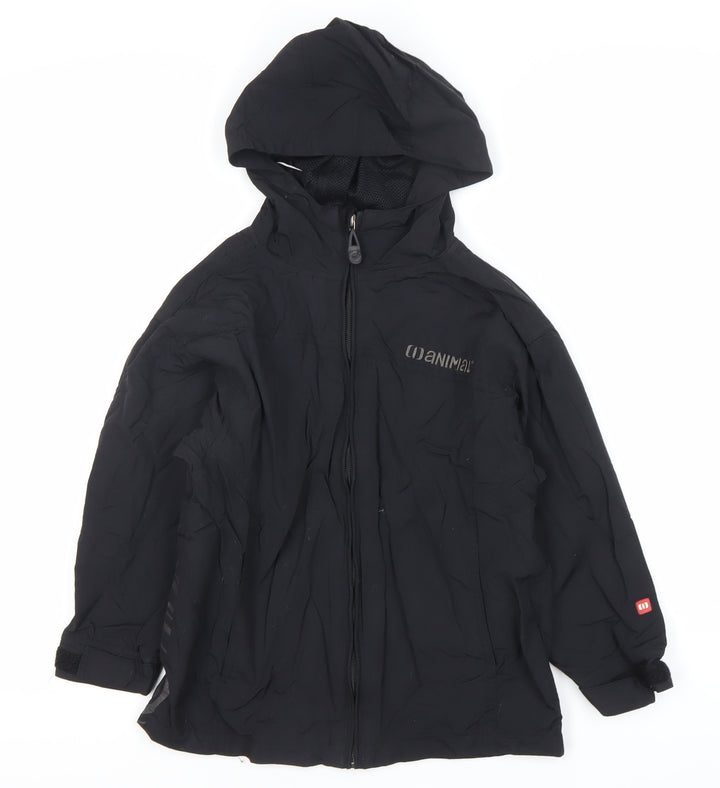 Animal Boys Black XS Waterproof Hooded Rain Jacket Coat