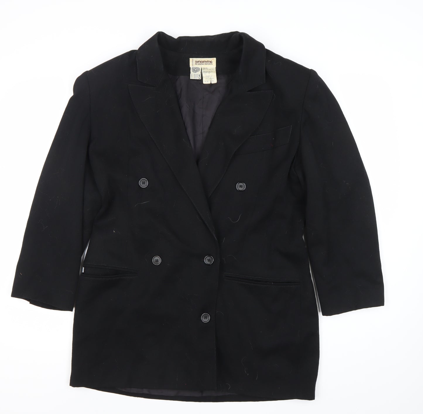Synonyme Georges Rech Womens Black Wool Blazer Size 18 Double Breasted