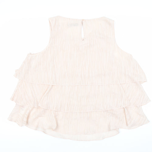 F&F Women’s Beige Ruffle Sleeveless Tunic Blouse Size 10