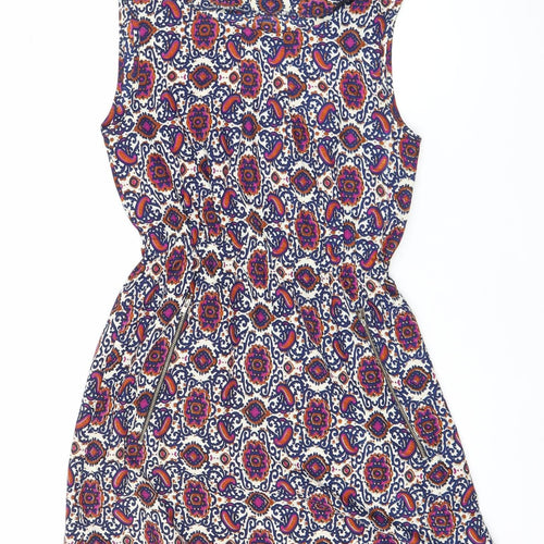 Mela Loves London Women Multicoloured Paisley Strapless Bodycon Mini Dress Size 8