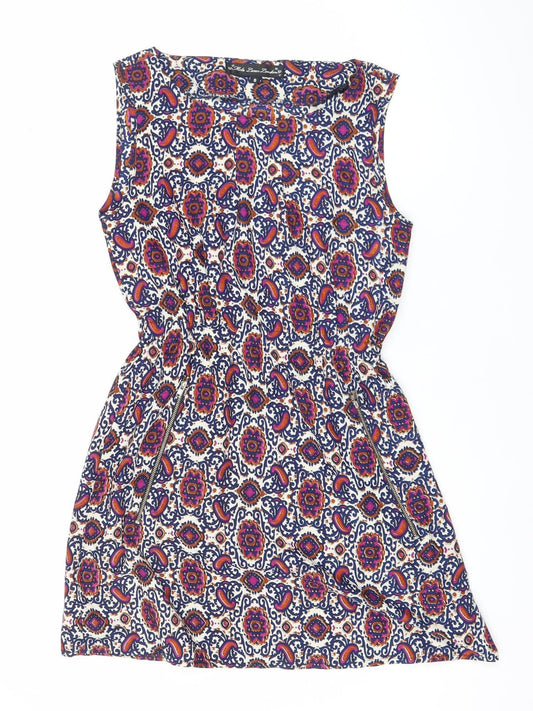 Front view of Mela Loves London Women Multicoloured Paisley Strapless Bodycon Mini Dress, size 8