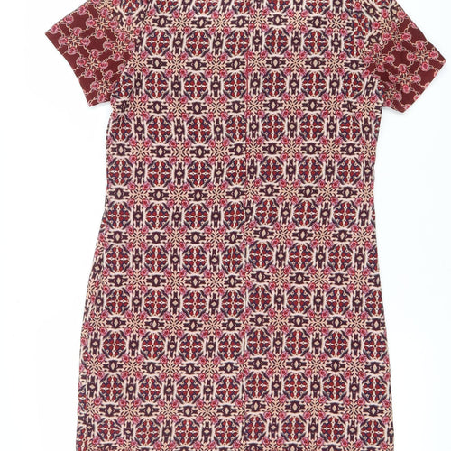 New Look Women’s Red Geometric Bodycon Knee Length Dress Size 8