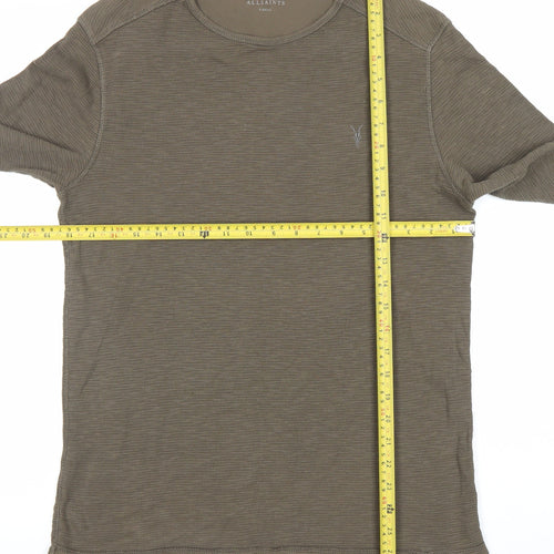 AllSaints Mens Green XS Crew Neck Cotton Pullover Jumper