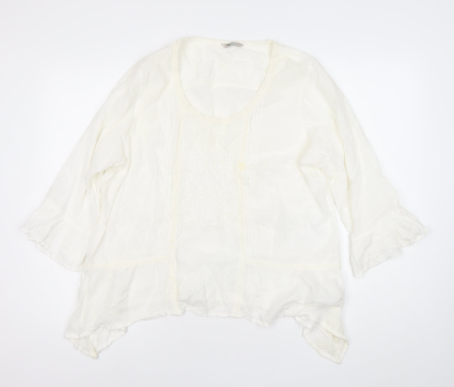 Marks and Spencer Women Ivory Cotton Tunic Blouse Size 20