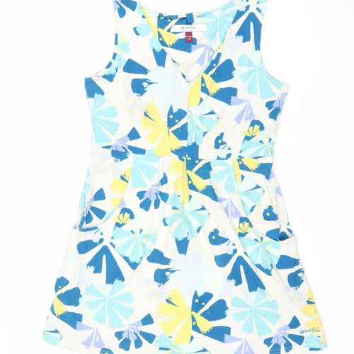 Weird Fish Womens Multicoloured Floral A-Line Dress Size 10