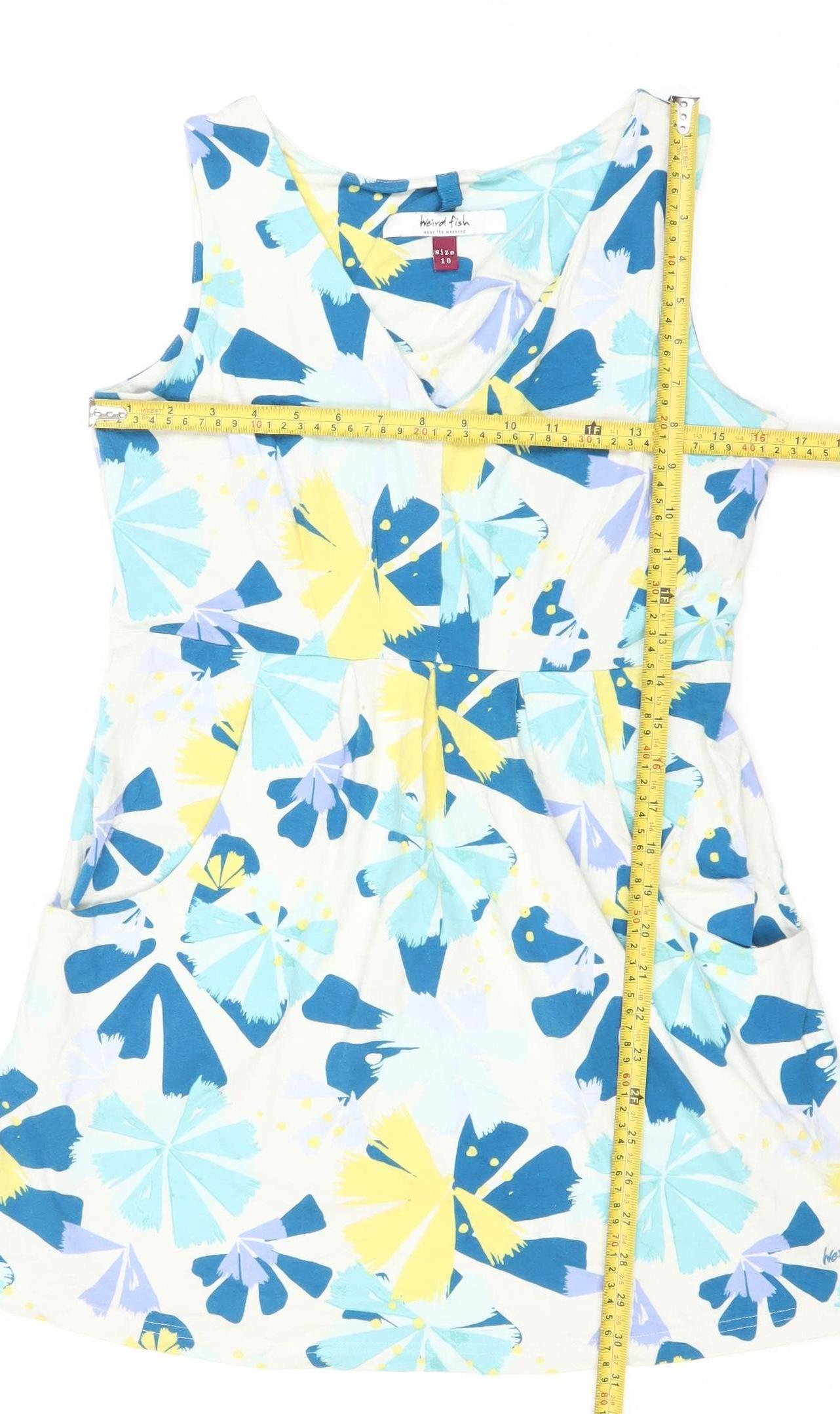 Weird Fish Womens Multicoloured Floral A-Line Dress Size 10