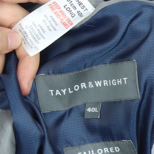 Taylor & Wright Men’s Blue 40L Wool Blend Suit Jacket Classic