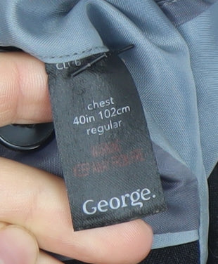 George Men’s Black Blazer Jacket Size 40in Regular Fit Polyester