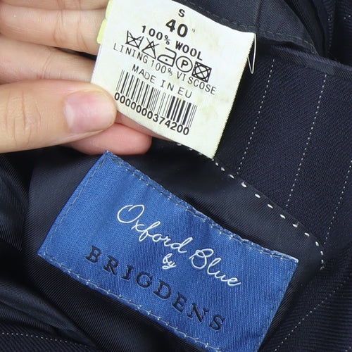 Oxford Blue Brigdens Mens Blue 40 Chest Wool Pinstripe Blazer Jacket