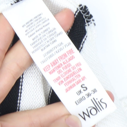 Wallis Women’s White Black Striped V-Neck Jumper S Studded 3/4 Sleeve