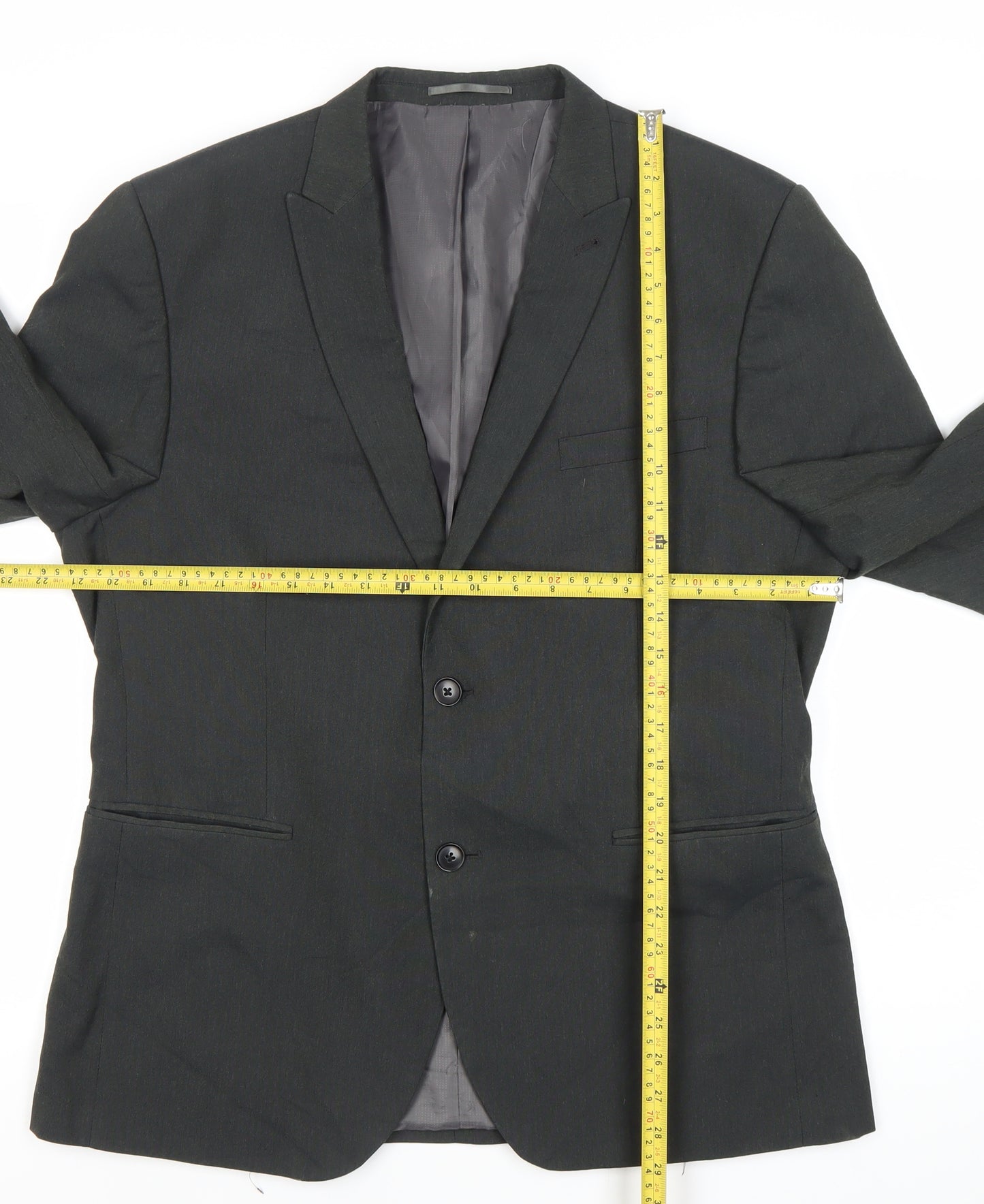 Next Men's Black Blazer Jacket Size 44 Regular Notch Lapel Two Button