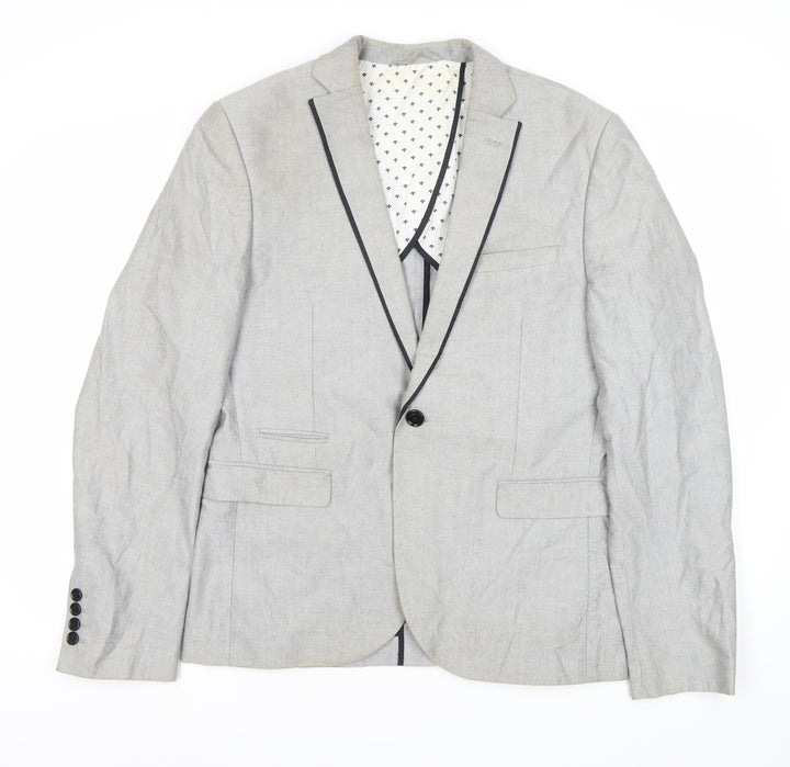 Selected Homme Men's Grey Slim Fit Blazer Jacket Size 40 UK