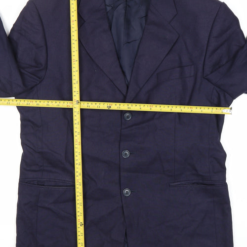 Harewood Men's Blue Wool Silk Blazer Jacket 40R Notch Lapel