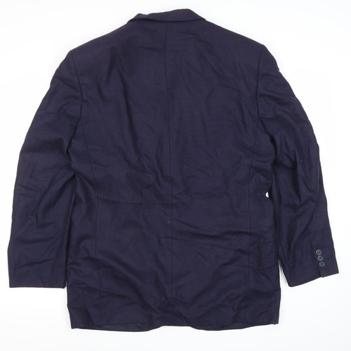 Harewood Men's Blue Wool Silk Blazer Jacket 40R Notch Lapel