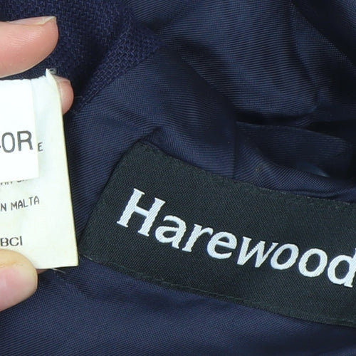 Harewood Men's Blue Wool Silk Blazer Jacket 40R Notch Lapel