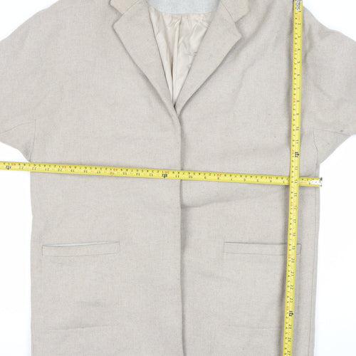 Topshop Women’s Beige Wool Blend Mid-Length Overcoat Size 14
