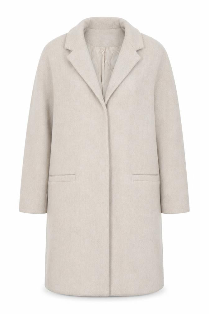 Topshop Women’s Beige Wool Blend Mid-Length Overcoat Size 14