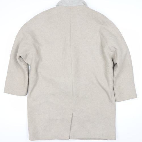 Topshop Women’s Beige Wool Blend Mid-Length Overcoat Size 14